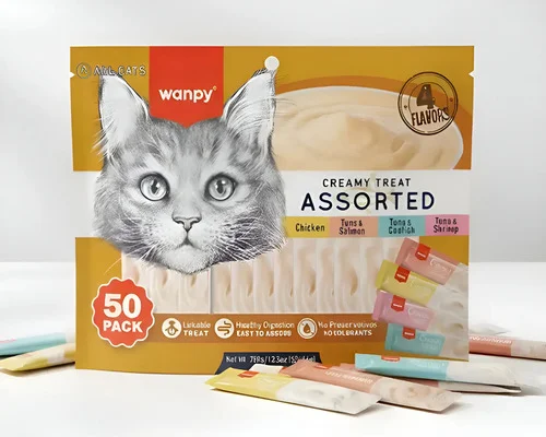 Petisco Gatos Wanpy Truly Creamy Sabores Variados Com 50un