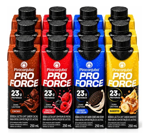 Piracanjuba Whey 23g Pro Force Zero Açúcar Lactose 12x250ml