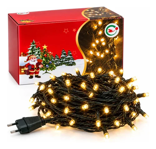 Pisca Pisca Arvore Natal 5 Metros 50 Leds Quente  8 Funções Amarelo 127/220v