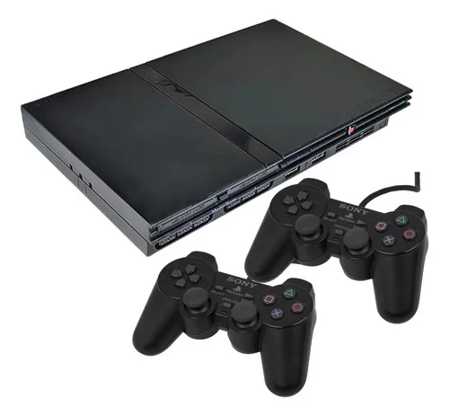 Playstation 2 Slim - 2 Contoles + Memory Card Recondicionado 6 Meses Garantia Preto