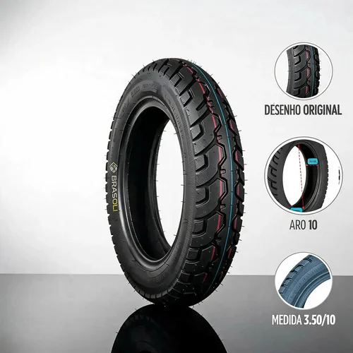 Pneu Aro 10 Scooter Elétrica 3.50-10 Uso Sem Câmara Tubeless