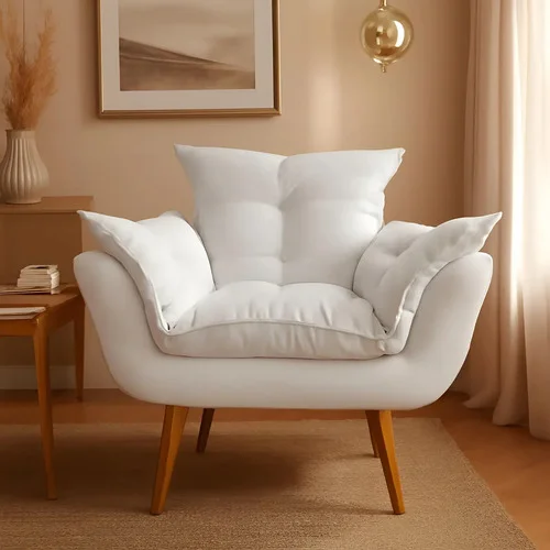 Poltrona Decor Opala Suede Branco