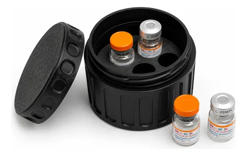 Porta 4 Ampolas Organizador Compacto Com Tampa Rosqueável Preto