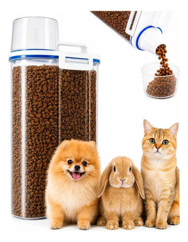 Porta Ração Pote Com Tampa Pet Gato Cachorro Dispenser 2kg Ecommind Transparente