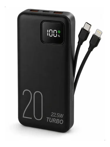 Power Bank 20000mah 22,5w Turbo Carregador Portátil Com Display Digital Bateria Externa Usb-c Para Celular Tablet Android Ios Carregamento Rápido Alta Capacidade Proteções Elétricas Brasiliana Tech