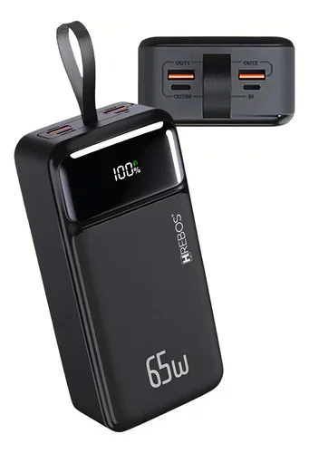Power Bank 30000mAh Portátil 65W Turbo USB-C/USB-A Hrebos