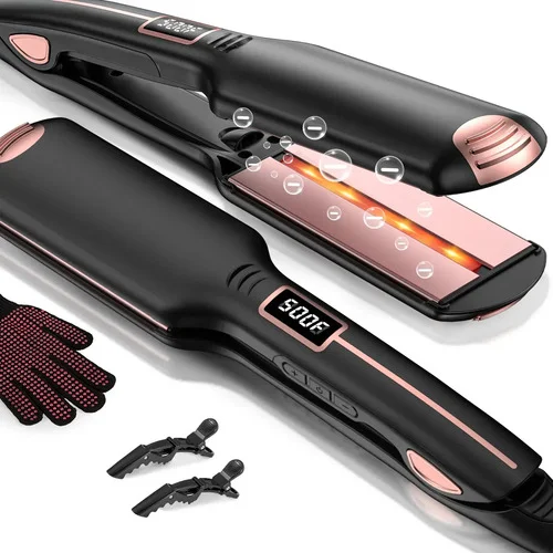 Prancha de Cabelo Profissional, Prancha Alisadora e Modeladora 2 EM 1, Íons Negativos Anti Frizz, 17 Níveis de Temperatura 500℉, Desligamento Automátic, Chapinha Cabelo Para Todos os Tipos de Cabelos