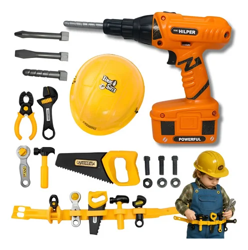 Presente Menino Kit Ferramenta Furadeira Eletrica Cinto Brin