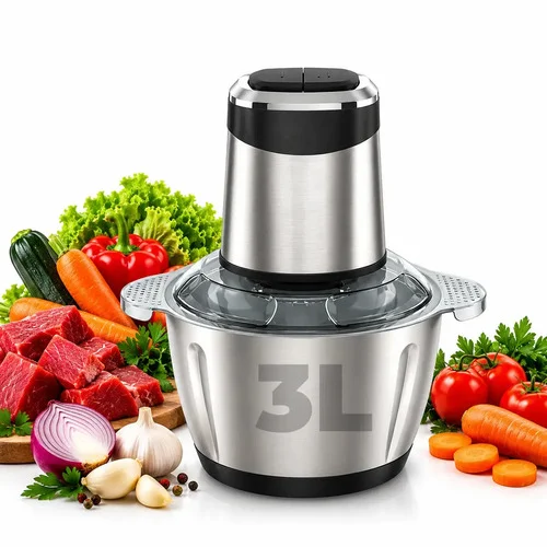 Processador De Alimentos Elétrico 3 Litros Inox Multiprocessador Alimento Triturador Carne Legumes