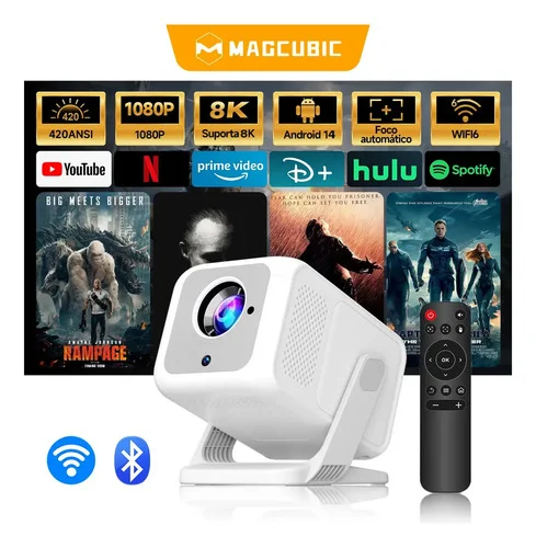 Projetor Magcubic Hy310x Mini Inteligente Full HD 1080p, com Android 14 e Foco Automático