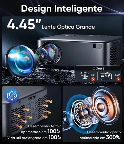 Projetor Netflix 8k Profissional 1000ANSI Portátil 35000lm 5G/2.4G Wifi Bluetooth 4K Full Hd