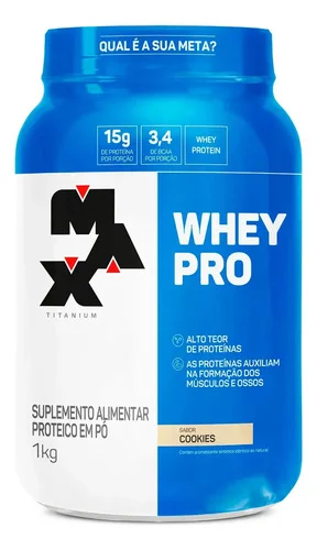 Proteína Max Titanium Whey Pro Concentrado Em Pó Sabor Cookies X 1kg