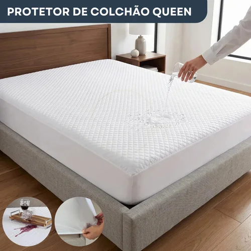Protetor Colchão Queen Matelado Branco Antialérgico Ajuda Proteger Contra Água Líquidos Toque Macio Quarto Resistente