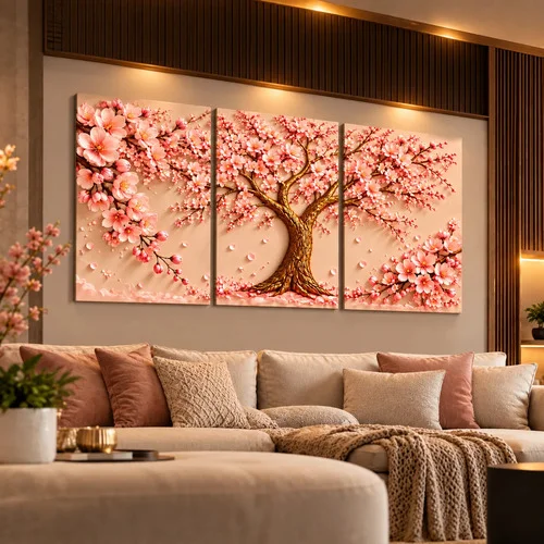 Quadro Decorativo Premiumcar Dinamic Abstrato, Moderno, Flores, Personalizado, Luxo Personalizado Árvore Luxuosa Rosa