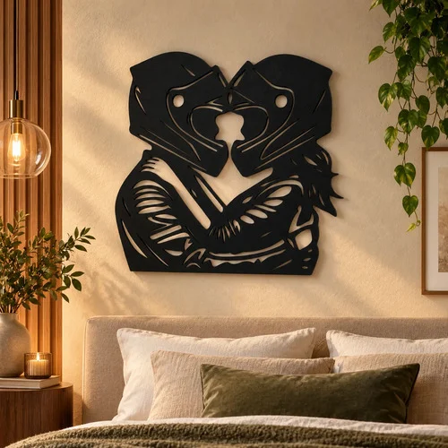 Quadro Mdf Motoqueiro Casal Amor Moto Love Parede Decoração Preto