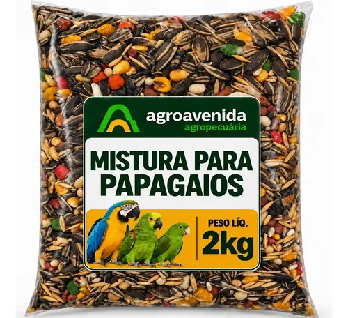Ração Mistura Para Papagaios Com Frutas 2kg Em Sementes