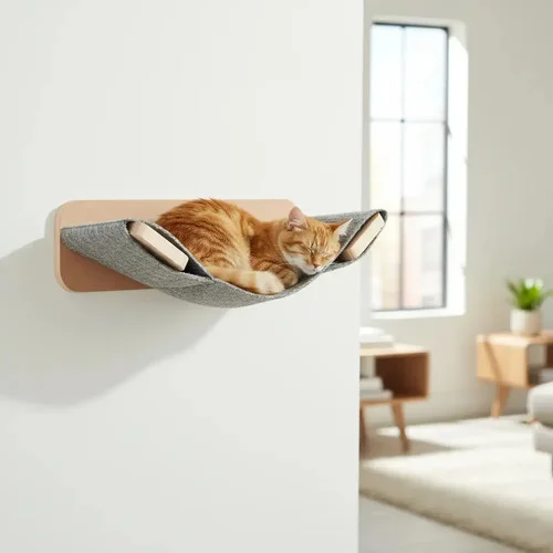 Rede Para Gatos Degrau Com Carpete Para Descanso Cor Grafite