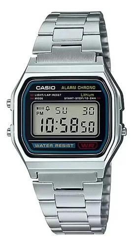 Relógio Casio Digital A158wa Vintage Masculino Unissex 30m Prata