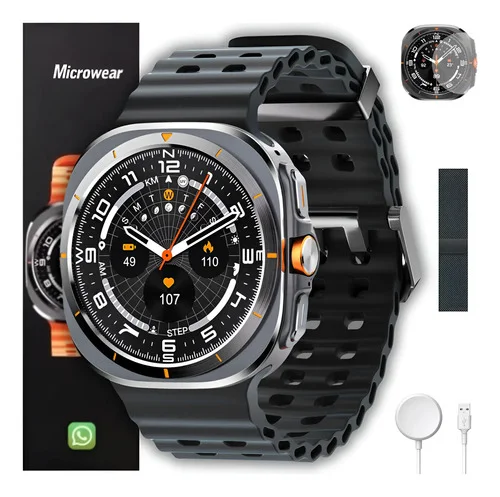 Relógio Inteligente Smartwatch Ma27 Amoled Chatgpt Whatsapp Titanium Silver - Preto