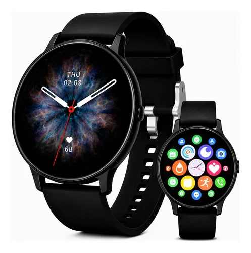 Relógio Smartwatch Redondo Ip68 À Prova D'água Nfc Gps Preto Lançamento 2026