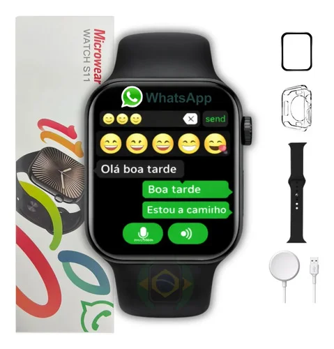Relogio Smartwatch S11 Serie 11 47mm Amoled Gps Nfc Whatspp Preto
