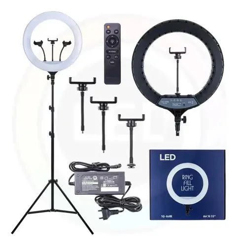 Ring Light Led 18p 50w Profissional Grande Tripé Yq-360b Estrutura Preto Luz 3Tons