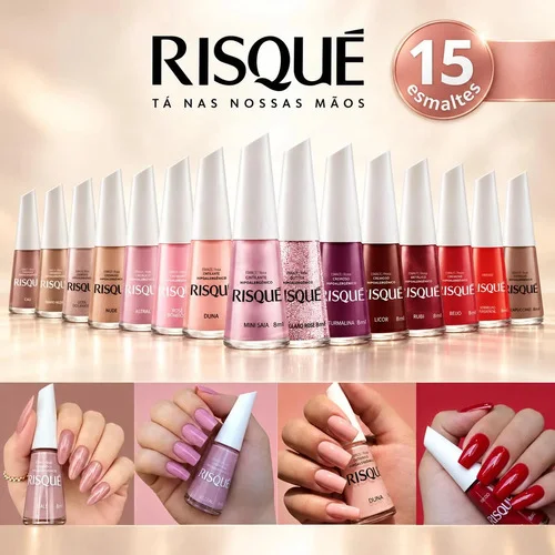 Risqué Kit Com 15 Esmaltes Novo Hipoalergênicos Atacado 8ml Variadas