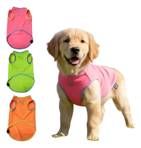 Roupa Pet Regata Para Cachorro Leve Colorida Verão P Ao Gg
