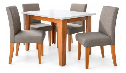 Sala De Jantar Mesa Miami 4 Cadeiras Trieste Mascavo Marrom