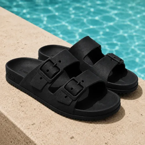 Sandália Birken Colcci Masculina 2 Tiras Fivelas Original Preto 39.40 Br