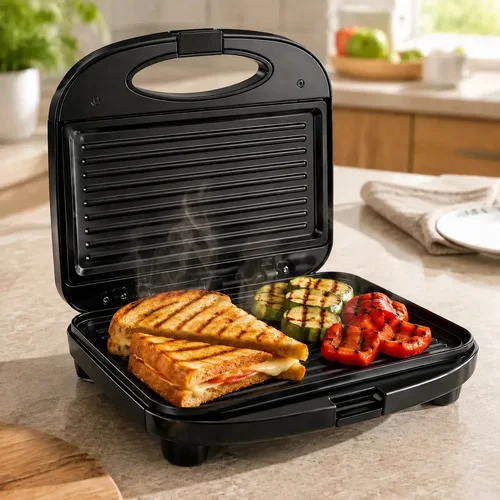 Sanduicheira Elétrica Pítia Grill 2 em 1 com Chapa Antiaderente Preto 750w
