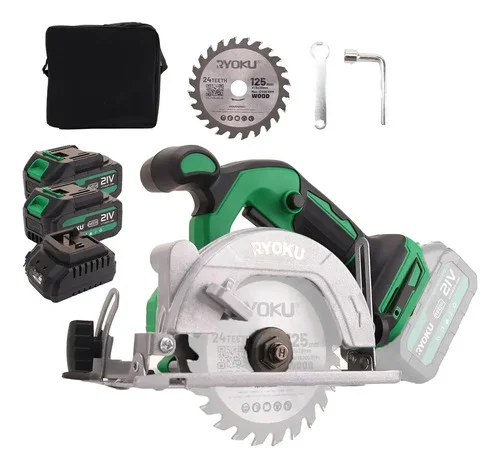 Serra Circulars Brushless Elétrica 2 Baterias 7000rpm 125mm Verde 127/220v 50 Hz/60 Hz