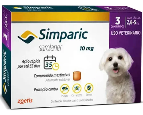 Simparic 10mg 2 A 5kg C/3 Compridos