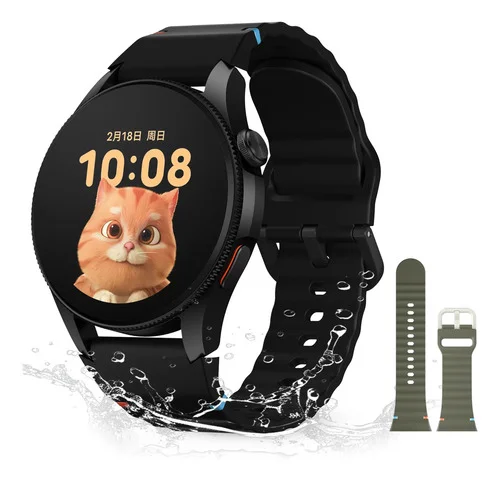 Smartwatch Aurafit G12, Gps, Resistência À Água 3atm, Preto Preto Mesh Verde-militar/preto