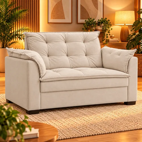 Sofá 2 Lugares Para Sala Moderno Confortável Antonela Suede