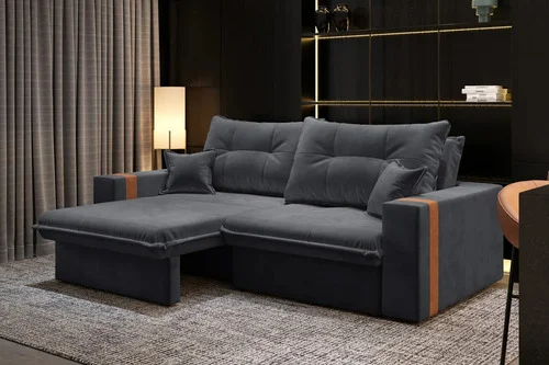 Sofá-cama Retrátil Reclinável 3 Lugares Suede 2,00m Ipanema - Grafite