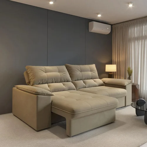 Sofá Retrátil Reclinável 3 Lugares Suede 2,00m Ravena