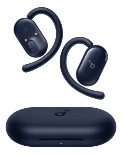 Soundcore V20i da Anker, Fone de Ouvido Bluetooth 5.4 Aberto Esportivo, LED Sincroniza Música, Graves Potentes 4 Microfones, Ganchos Ajustáveis, Confortável, Encaixe Perfeito, IP55 36H, Gamer, Azul