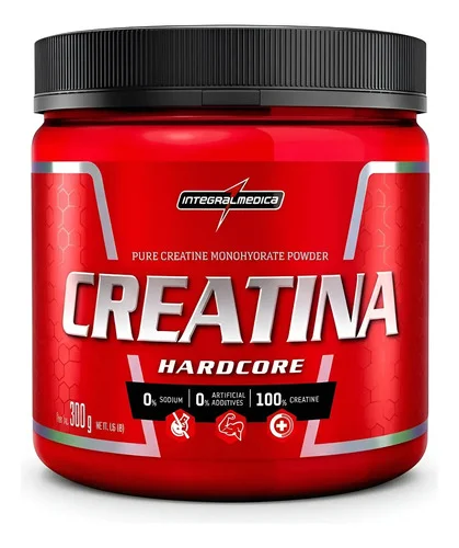 Suplemento Em Pó Creatina 300g Pura 100% Hardcore - Integral Neutro