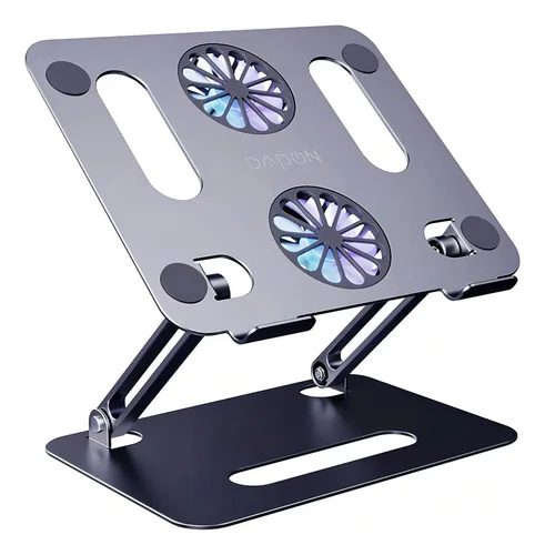 Suporte Para Notebook Com Ventilação Cooler Luzes Dapon P43f Cor Cinza