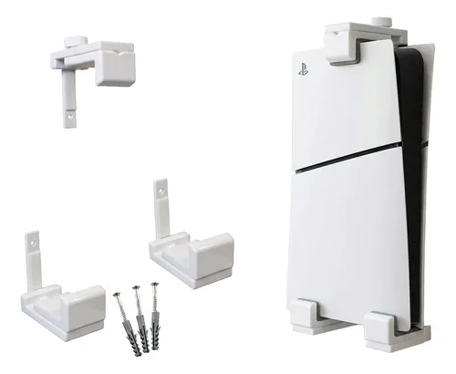 Suporte Para Ps5 Slim De Parede Metal Midia Física E Digital Branco