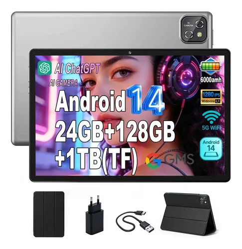 Tablet Acrensly M13 Android 14 com 128 GB de Armazenamento e 24 GB RAM, Tela de 10.1"