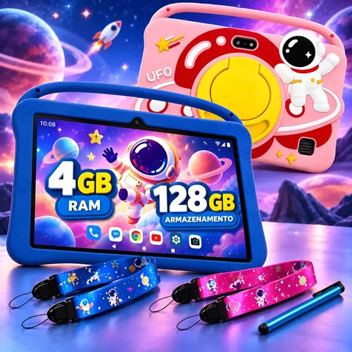 Tablet Infantil Criança Kids Youtube Playstore Android 128gb Rosa