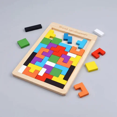 Tabuleiro Educativo Brinquedo Quebra-cabeça Tetris Montar