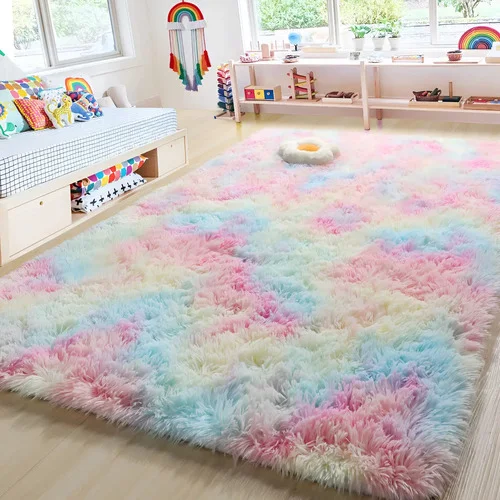 Tapete Felpudo de Poliéster Tie-Dye para Sala ou Quarto, 1.5m x 2m