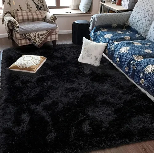 Tapete Felpudo Texfine 1,00x1,50 Preto Liso Antiderrapante para Sala e Quarto