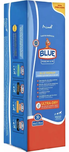 Tapete Higiênico Blue Premium Super Absorvente Para Cães 82x60cm 30 Unidades