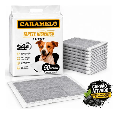 Tapete Higiênico com Carvão Ativado 50 Unidades 60x60 - Caramelo