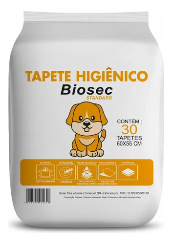 Tapete Higiênico para Cachorro 30 Unidades 60x55cm com Gel Absorvente Fralda Manta Pet Cão Com Fitas Adesivas Anti Odor Atrativo Canino