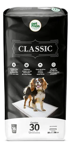 Tapete Higiênico PETMAIS Classic 90x60cm 30 Unidades